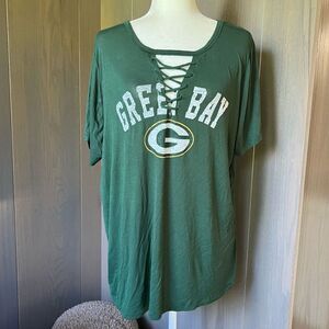 GREEN BAY PACKERS Laces Front Ladies Tee 2XL